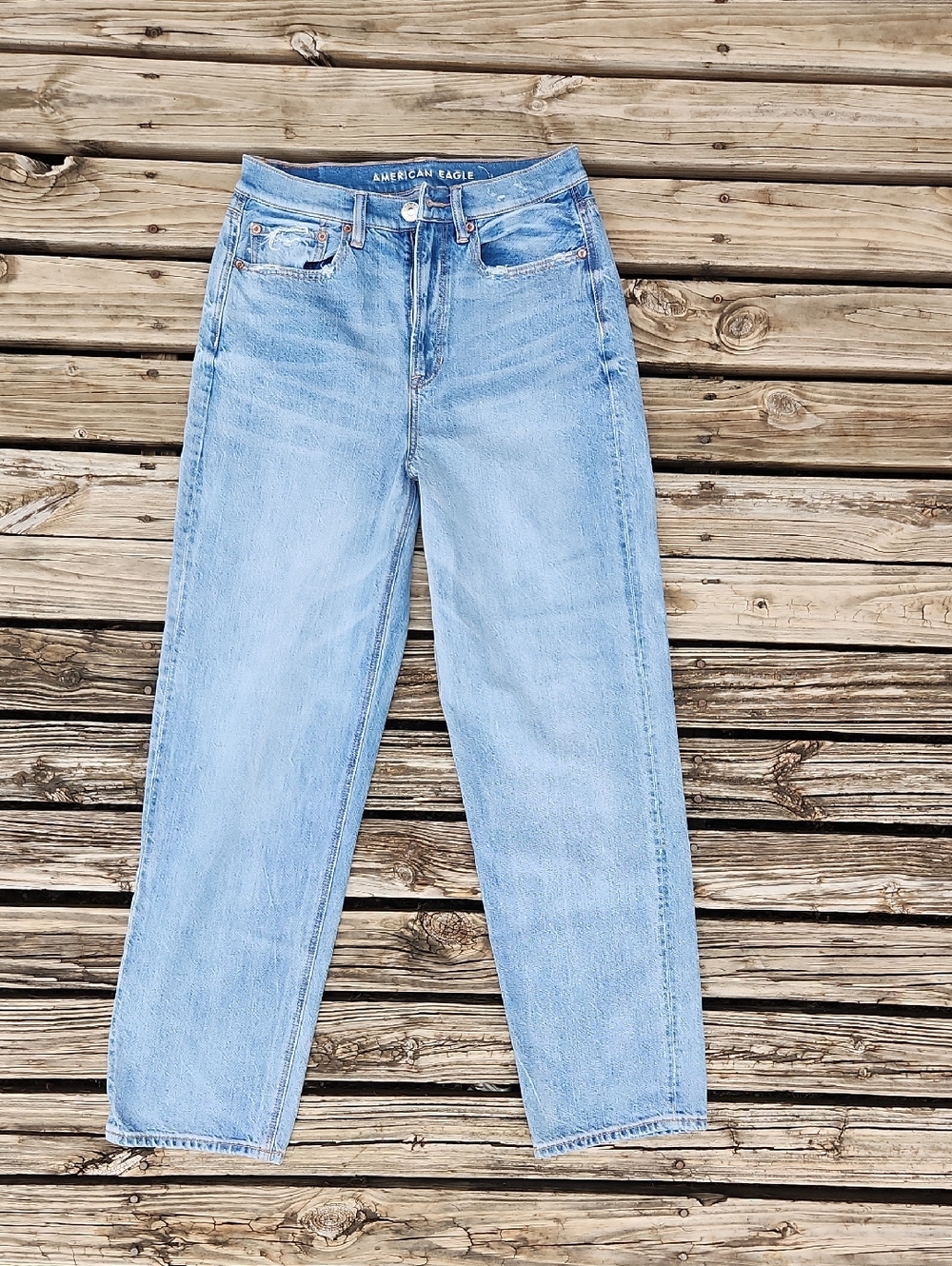 American Eagle Baggy Jean 6 Regular Light Wash Trendy Y2k Wide Leg Loose Denim